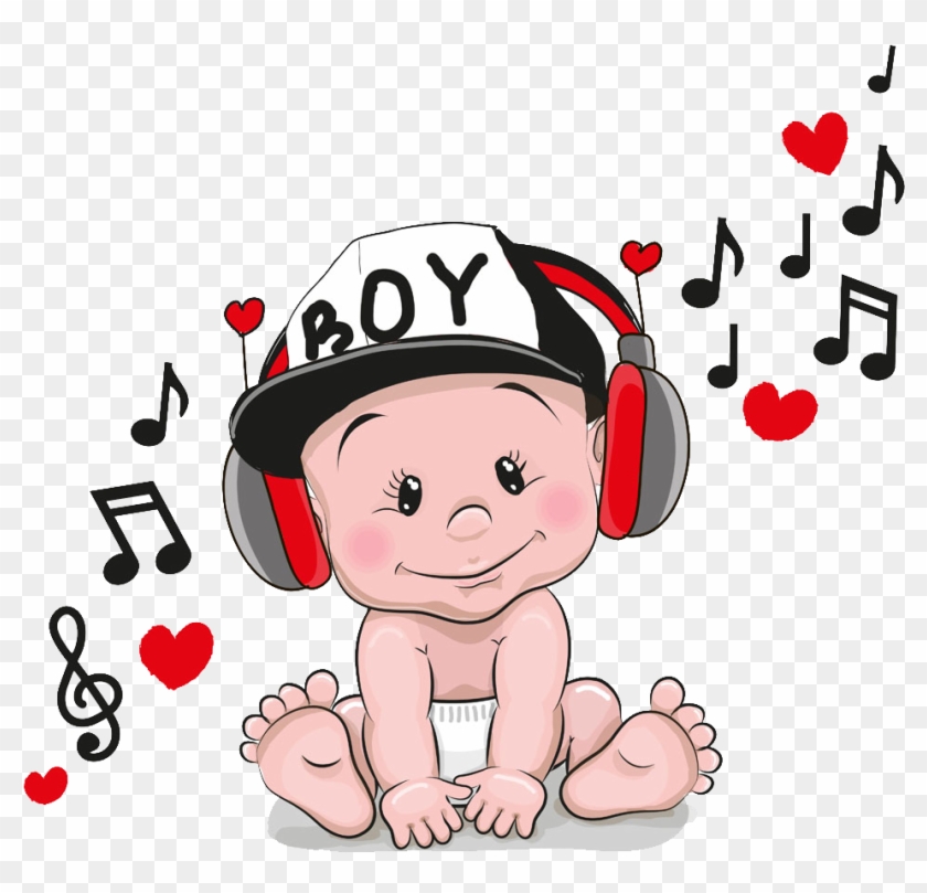Headphones Cartoon Clip Art - Cartoon Baby With Cap #1281552