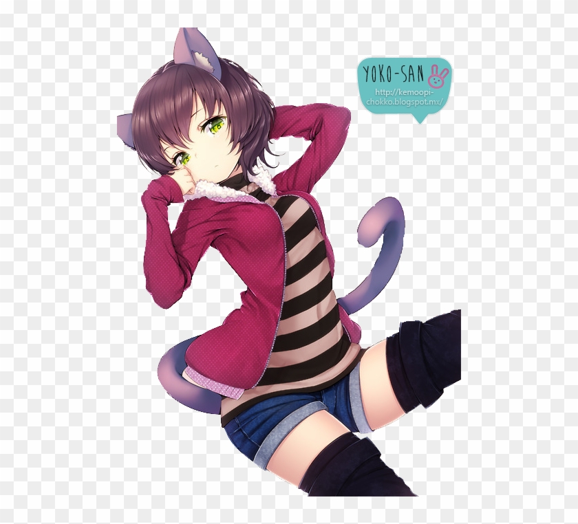 Anime Neko Girl By Momo-honey - Anime Cat Girl Render - Free Transparent  PNG Clipart Images Download