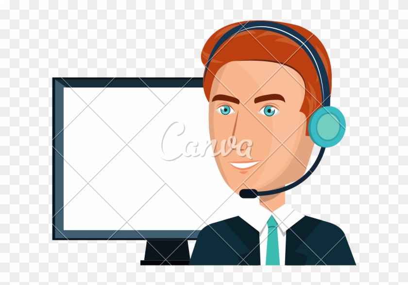 Call Center Man - Stock Illustration #1282039