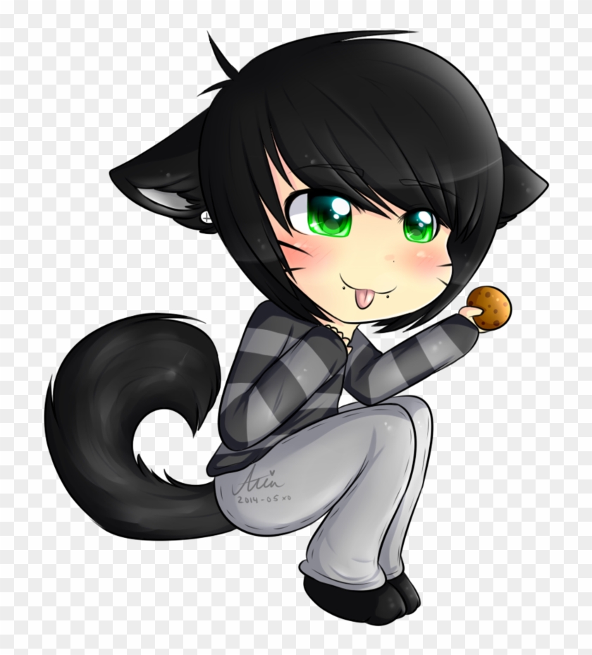 Emo Neko Has A Cookie - Cartoon #1282298