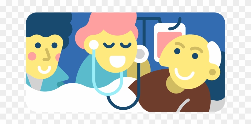 Old Man On Hospital Bed With Doctor - Cartoon #1282526