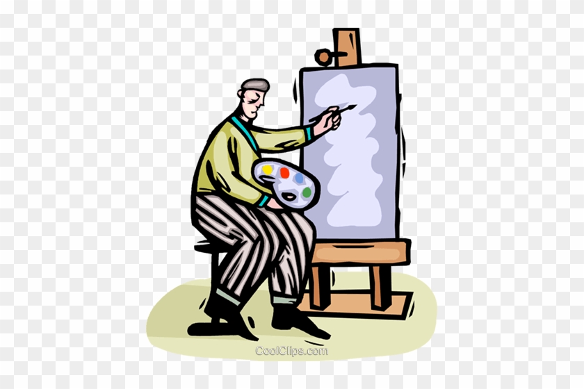 Artist Painting On Canvass Royalty Free Vector Clip - Artist Painting On Canvass Royalty Free Vector Clip #1282584