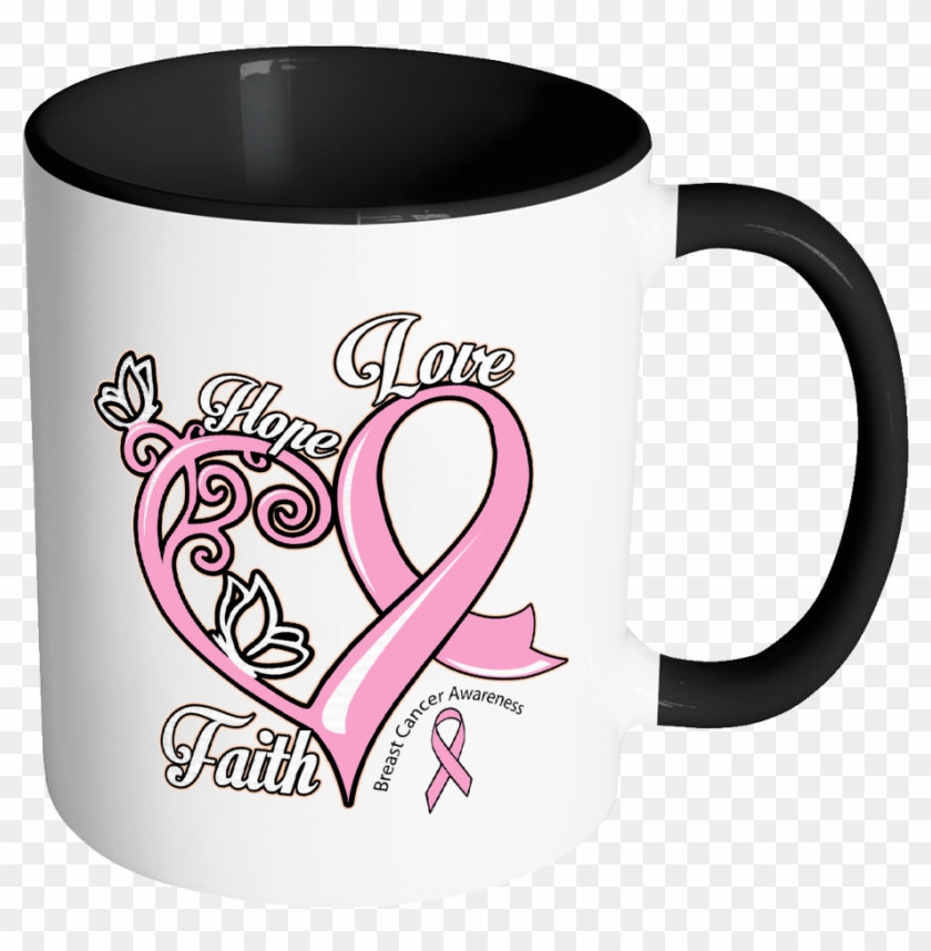 Heart Hope Love Faith Breast Cancer Awareness Pink - Mug #1282724