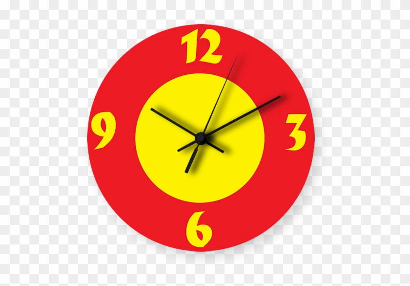Red With Yellow Printed Wall Clock - Wall Clock #1283289