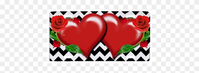 Red Hearts With Roses & Zigzag - Heart #1283351
