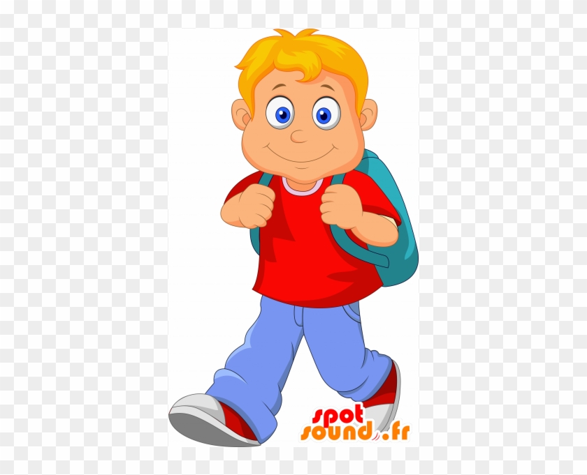 Mascot Schoolboy Blond Cheerful Boy - Little Boy Cartoon #1283360