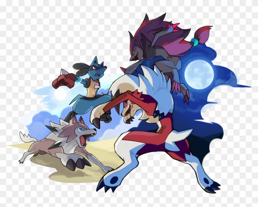 Pokémon Sun And Moon Pikachu Fictional Character Mecha - Lycanroc Day Vs Night #1283386