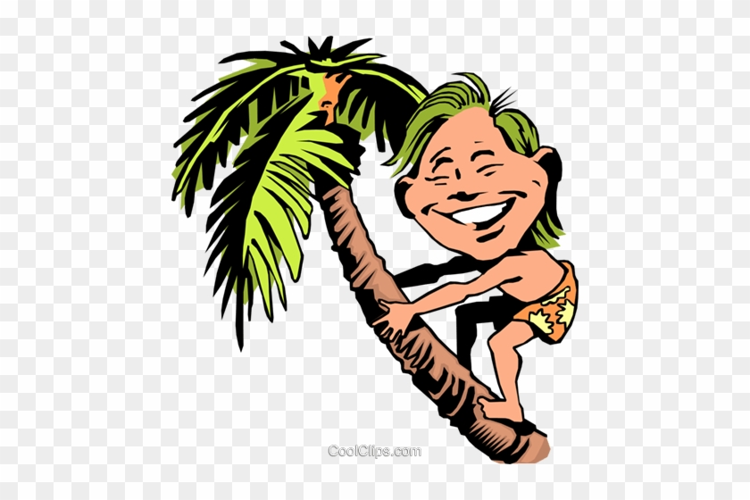 Cartoon Native Boy Royalty Free Vector Clip Art Illustration - Palm Tree Clip Art #1284011