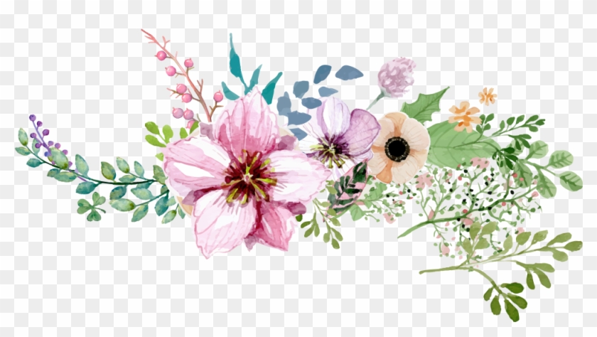 Watercolor Flower Borderround Png - Watercolor Flower Png #1284196