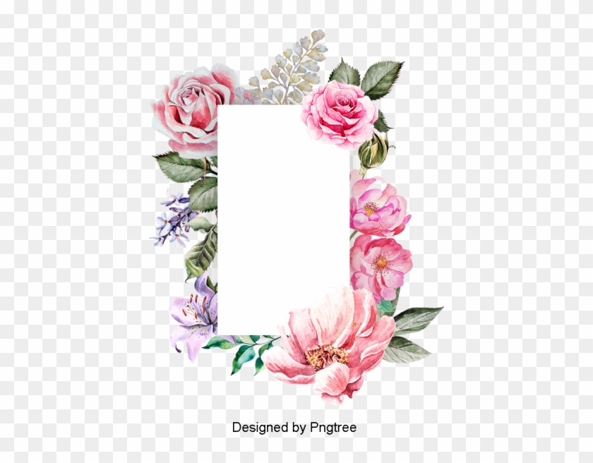 Beautiful Hand Paint Watercolor Floral Wreath Border, - Flower #1284206