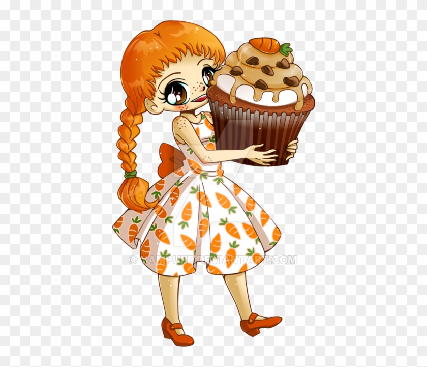 Carrot Cupcake Girl Commission By Yampuff - Girl With Cupcakes Free Clip Art #1284501