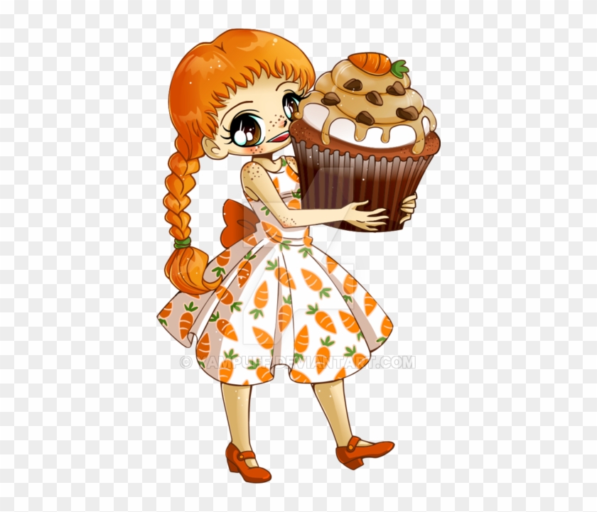 Carrot Cupcake Girl Commission By Yampuff - Girl With Cupcakes Free Clip Art #1284501