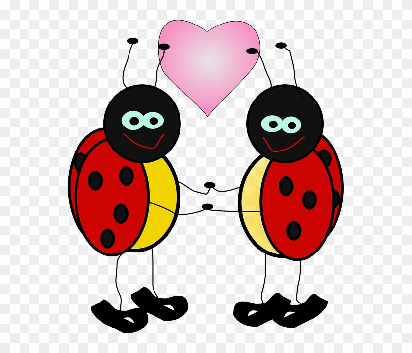 Ladybugs, Heart, Love, Bugs, Cute, Insect, Valentine - Animated Clip Art #1284865