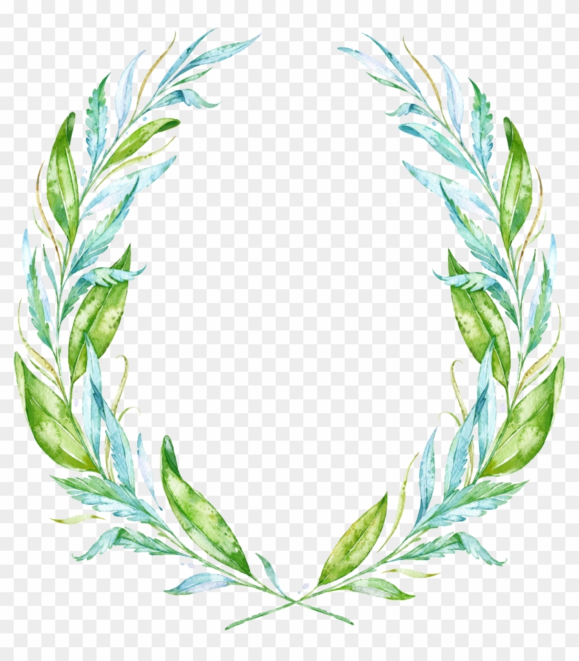 Leaf Watercolor Painting Wreath Drawing - Simple Greek Theme Wedding Invitation #1285030