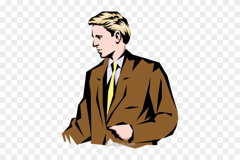 Man Standing Talking Royalty Free Vector Clip Art Illustration - Business #1285278