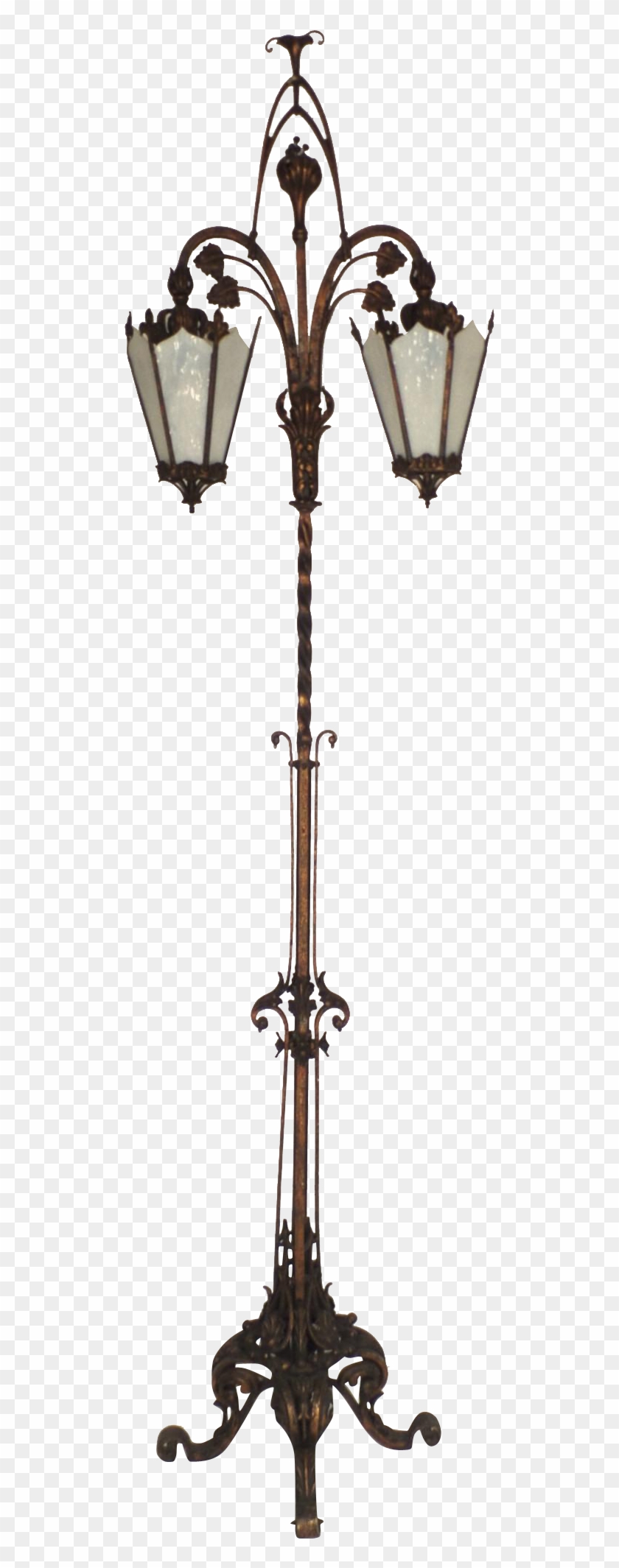 Iron Two Lantern Art Nouveau Floor Lamp C1900 From - Lantern #1285279