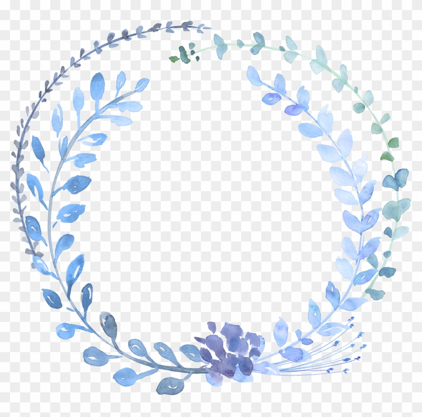 Watercolour Flowers Watercolor Painting Wreath Blue - Watercolour Clipart #1285570