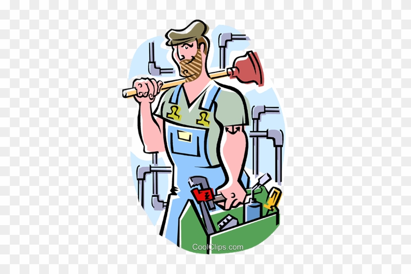 Plumber Royalty Free Vector Clip Art Illustration - Cartoon Plumber #1286389