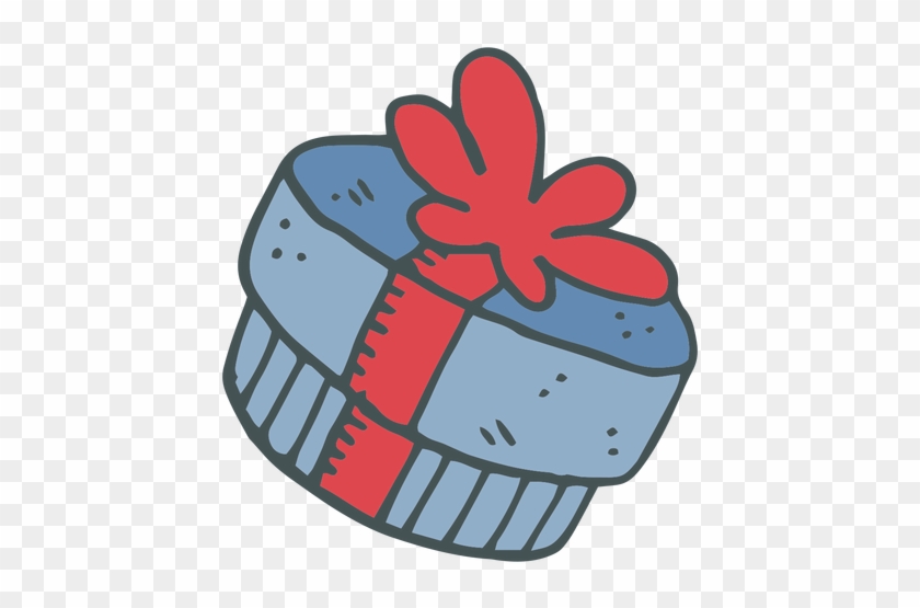 Blue Gift Box Red Bow Hand Drawn Cartoon Icon - Blue Gift Box Red Bow Hand Drawn Cartoon Icon #1286585