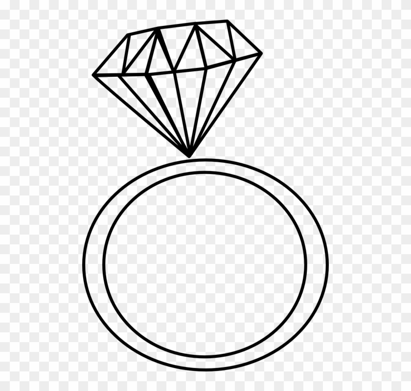 Ring Clipart Black And White - Diamond Ring Clip Art #1287282