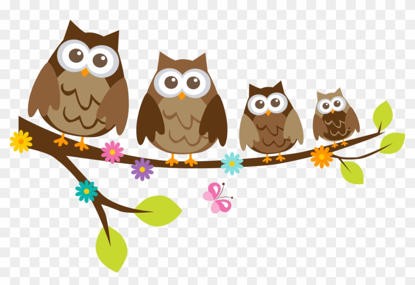 Owlet Clipart Woodland Owl - Famille Hiboux Sur Branche #1287283