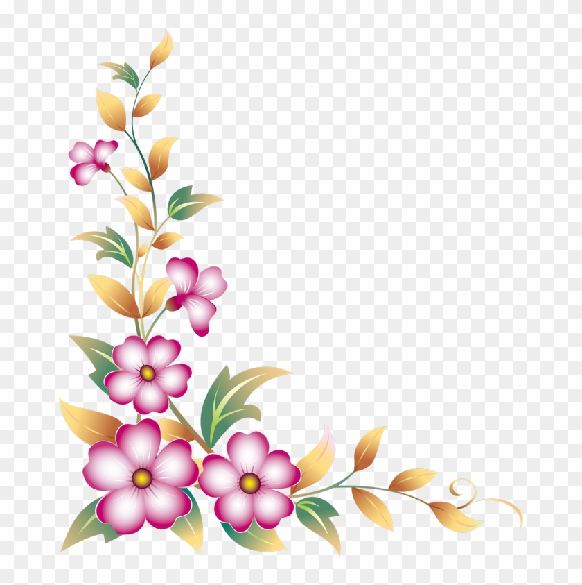 Flower Corner Border Clip Art - Flower Corner Border Design Png #1287841