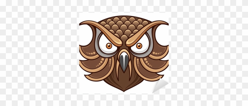Vector Illustration Of Cartoon Owl Head Sticker • Pixers® - Owl Head Cartoon #1287896