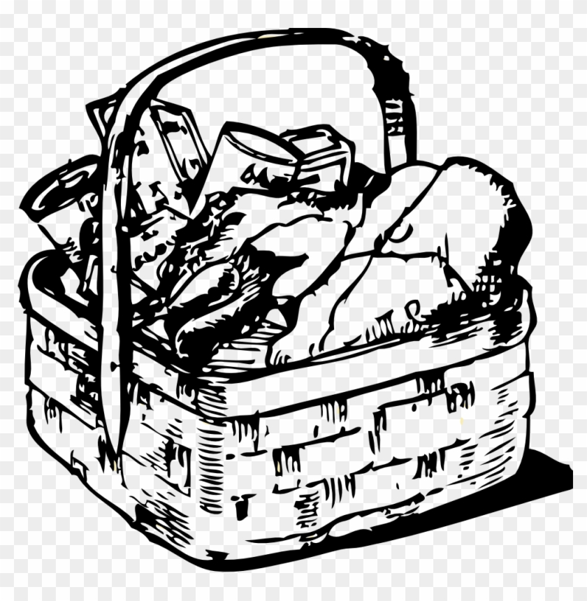 Clipartistnet Clip Art Food Basket Black White Line - Food Basket Clip Art #1288054