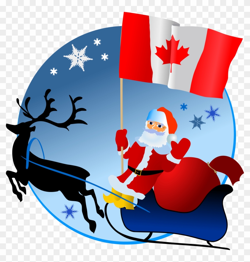 Santa With Canadian Flag - Merry Christmas #1288111