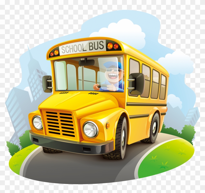 School Bus Cartoon Illustration - School Bus Vector Png #1288469