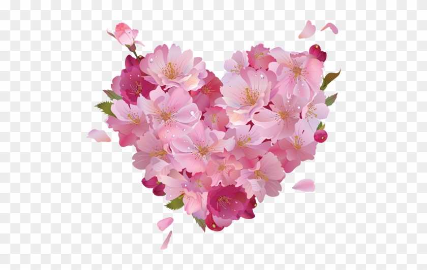 Pink Flower Heart Clipart - Pink Hearts And Flowers #1289186