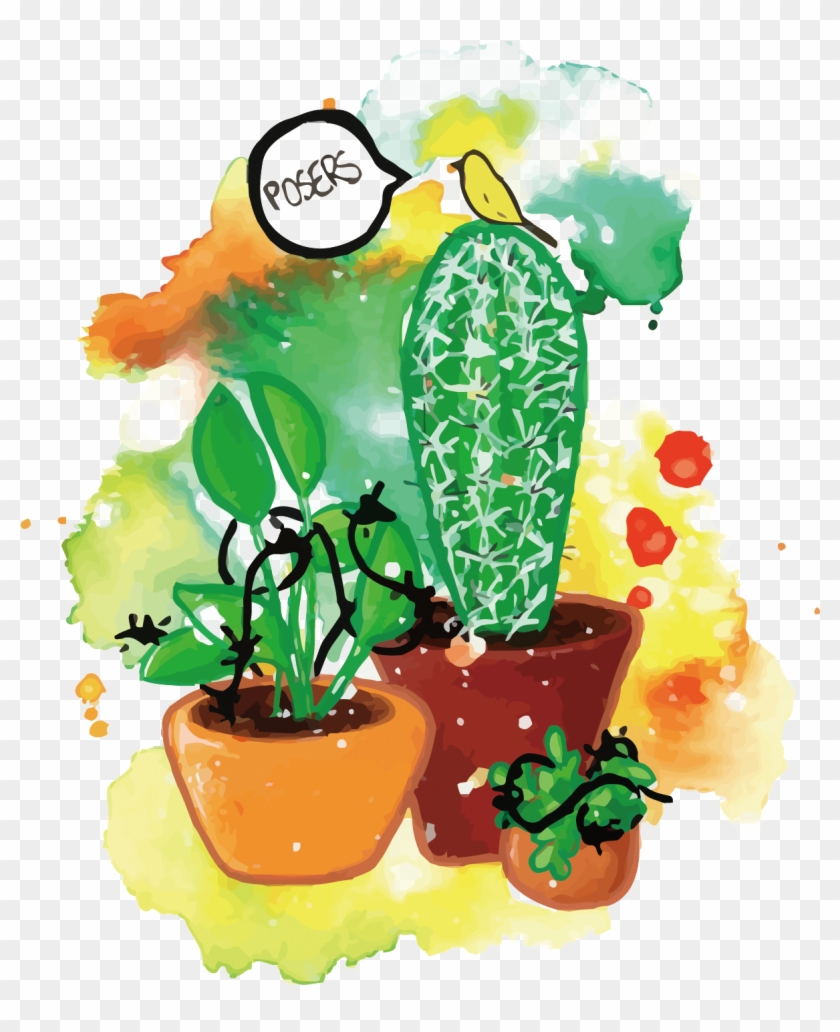 Flowerpot Euclidean Vector Plant - Painting #1289610