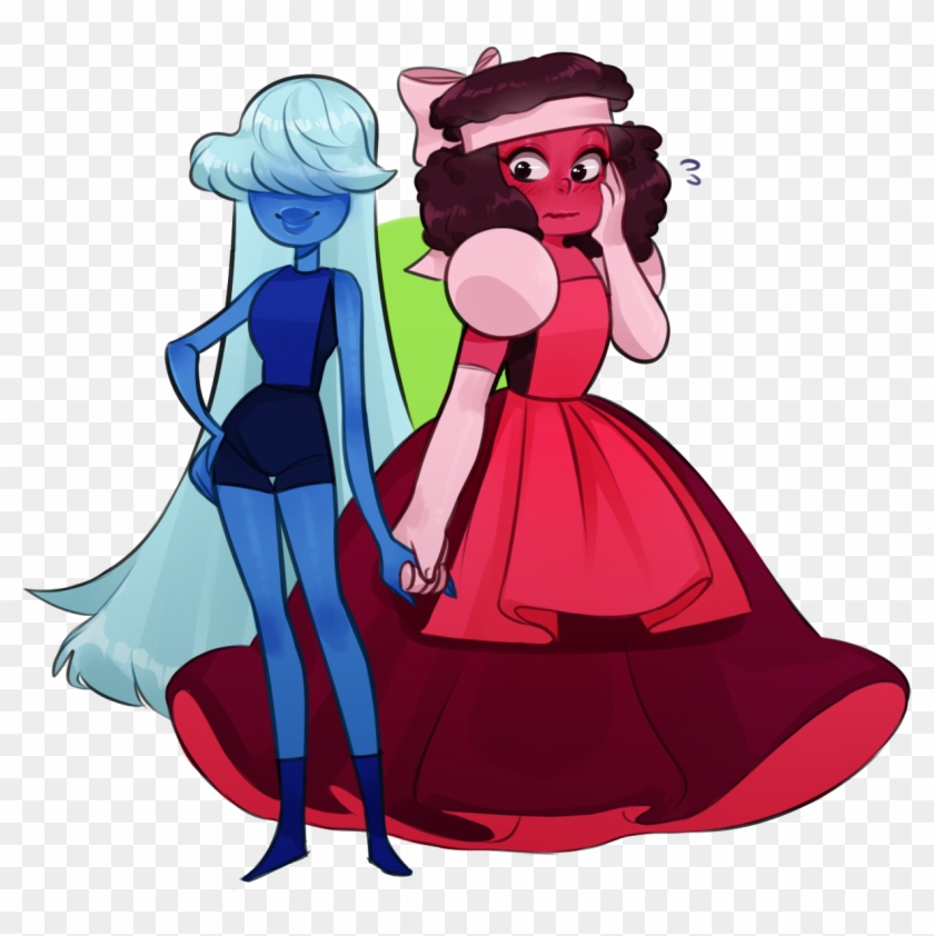 Red Fictional Character Vertebrate Cartoon Art Mythical - Steven Universe Ruby And Sapphire Au #1290039
