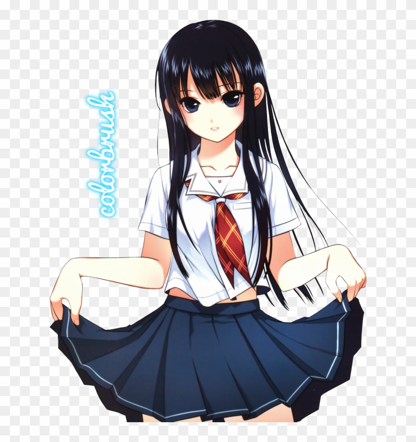 Cute Anime School Girl Paradise Picture - Anime Girl With Black Hair Png -  Free Transparent PNG Clipart Images Download