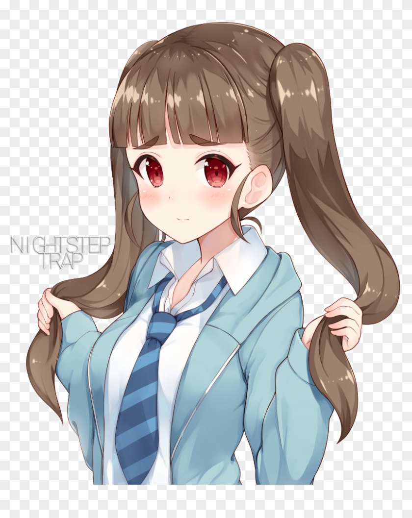Nightsteptrap123 Cute Blushing Anime Girl With Twintais - Аниме Тян Хомячок  - Free Transparent PNG Clipart Images Download