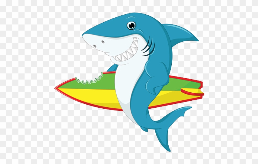 Funny Shark Image With Surf Board - Cartoon Shark Surfing - Free  Transparent PNG Clipart Images Download