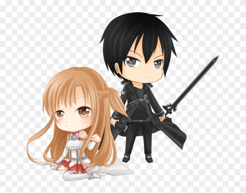 Art Online Clipart Asuna - Sword Art Online Kirito And Asuna Chibi #1290545