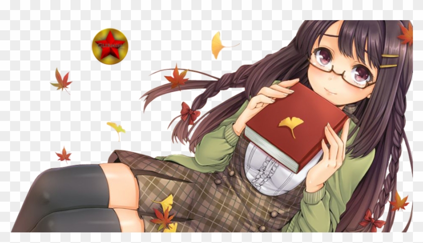 Nerd Glasses Png For Kids - Cute Nerdy Anime Girl #1290572