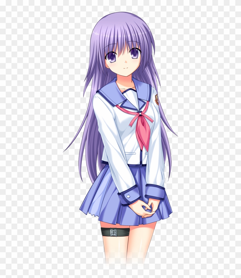 Image Result For Angel Beats - Anime Girl Purple Hair School Uniform Png #1290676