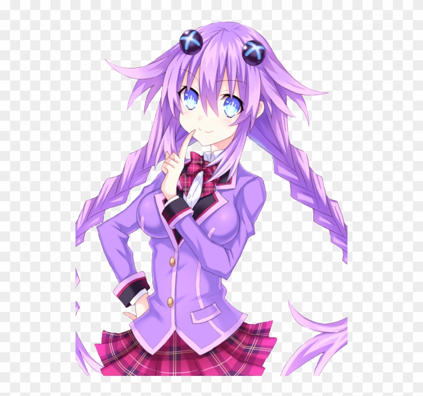 Purple Heart School - Anime School Girl With Purple Hair - Free Transparent  PNG Clipart Images Download