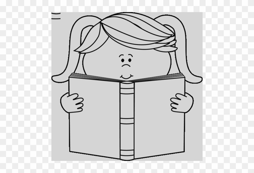 Reading Clip Art Clipart Girl And Teacher Reading Book - Black And White Superhero Clipart #1290781