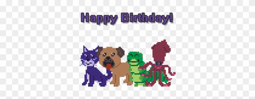 Cute Pixely Animals Birthday Card By Kamiwasa - Pug #1291090