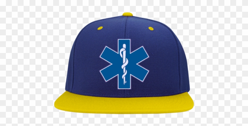 Star Of Life Blue Flat Bill High-profile Snapback Hat - Dnr Do Not Resuscitate With Star Of Life Mag-neato's #1291484
