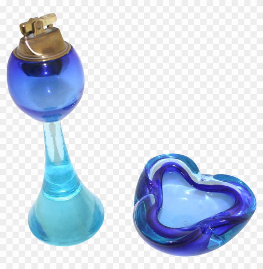 Murano Teal & Aqua Blue Smoking Set - Heart #1291952