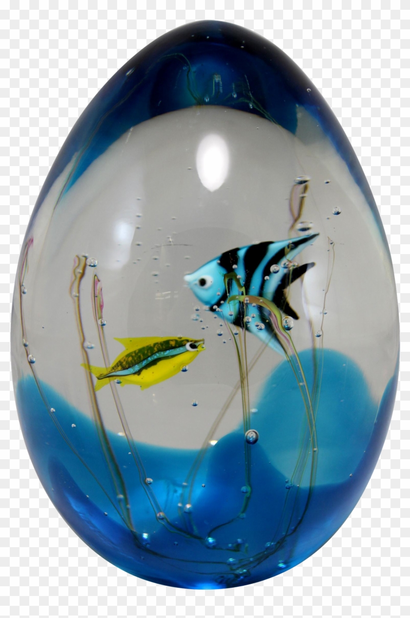 Murano Signed Art Glass Aquarium Sculpture With Fish - Murano Glass Fish Aquarium #1291996