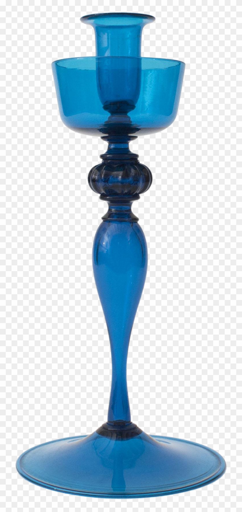 Murano Cobalt Blue Glass Candle Holder - Wine Glass #1292005