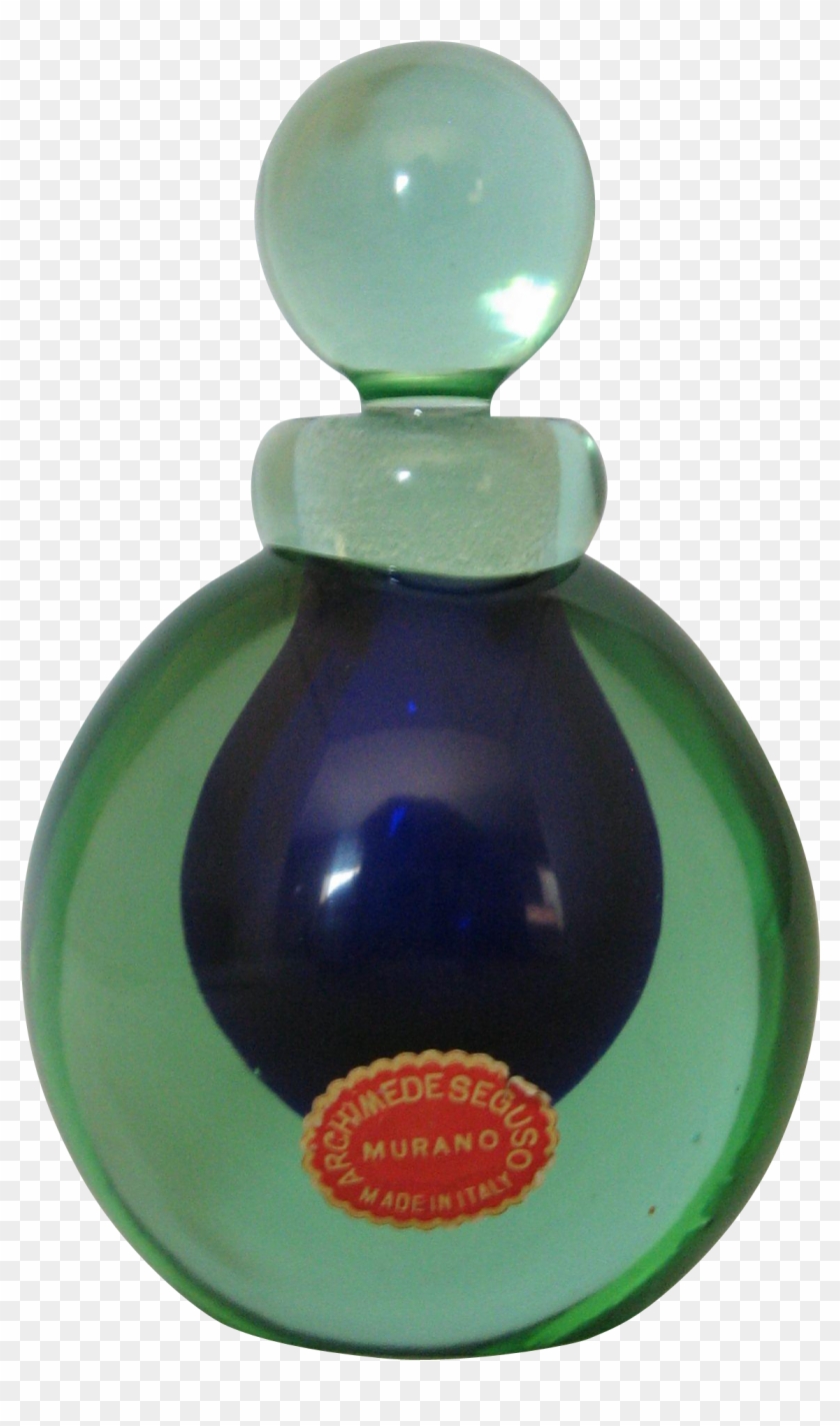 Vintage Cobalt Blue And Green Murano Perfume Bottle - Perfume #1292042