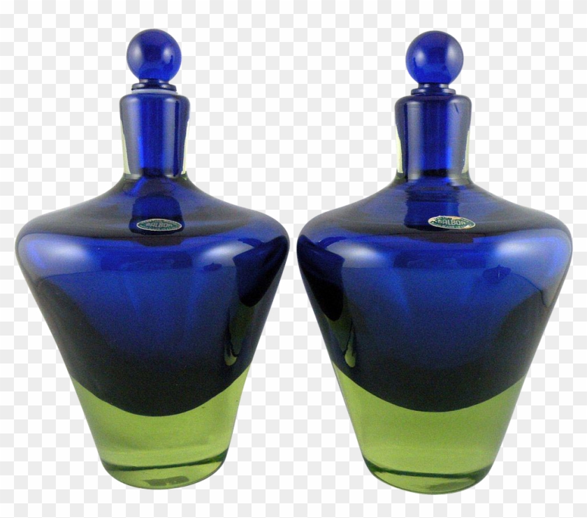 Cenedese Murano Cobalt & Uranium Glass Bottles Designed - Glass Bottle #1292184
