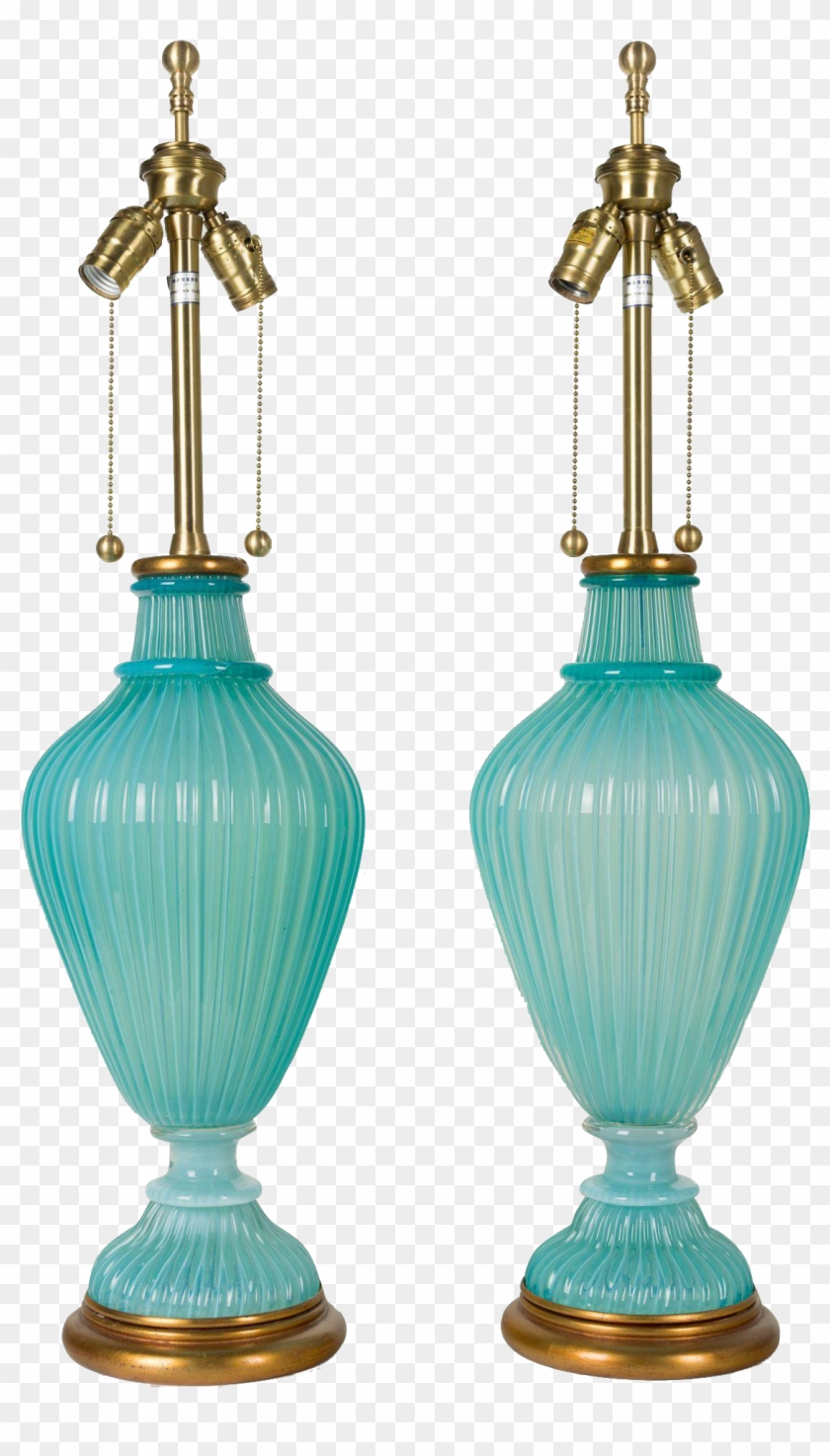 Pair Of Seguso Murano Glass Lamps - Lantern #1292190