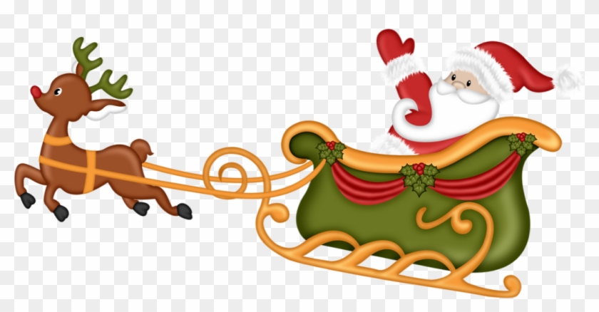 Reindeer Santa Claus Sled Clip Art - Text #1292535